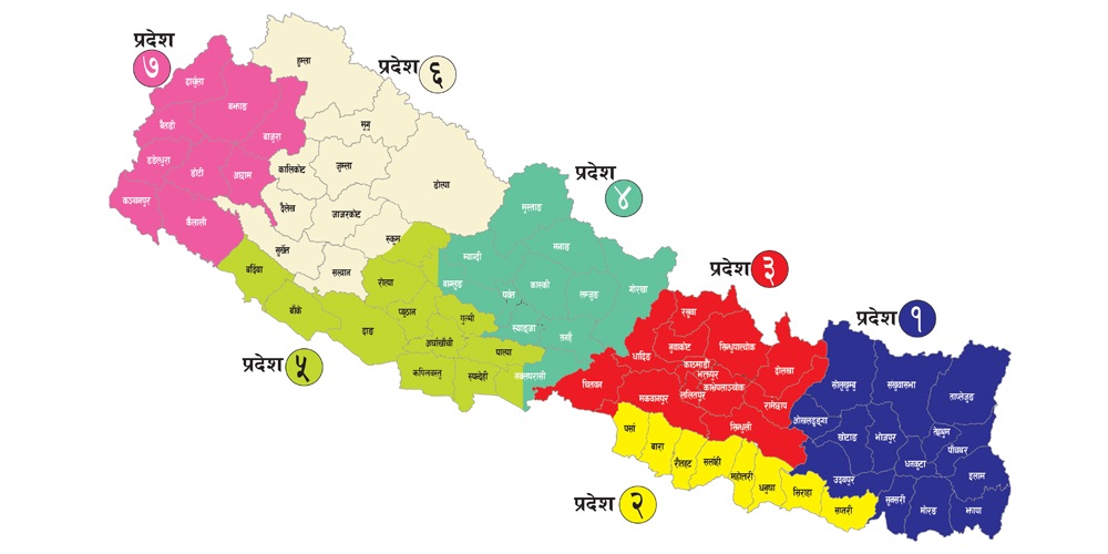 7 pradesh nepal map