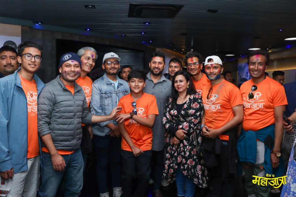 Rabi Lamichhane and Bipin karki with Mahajatra Team