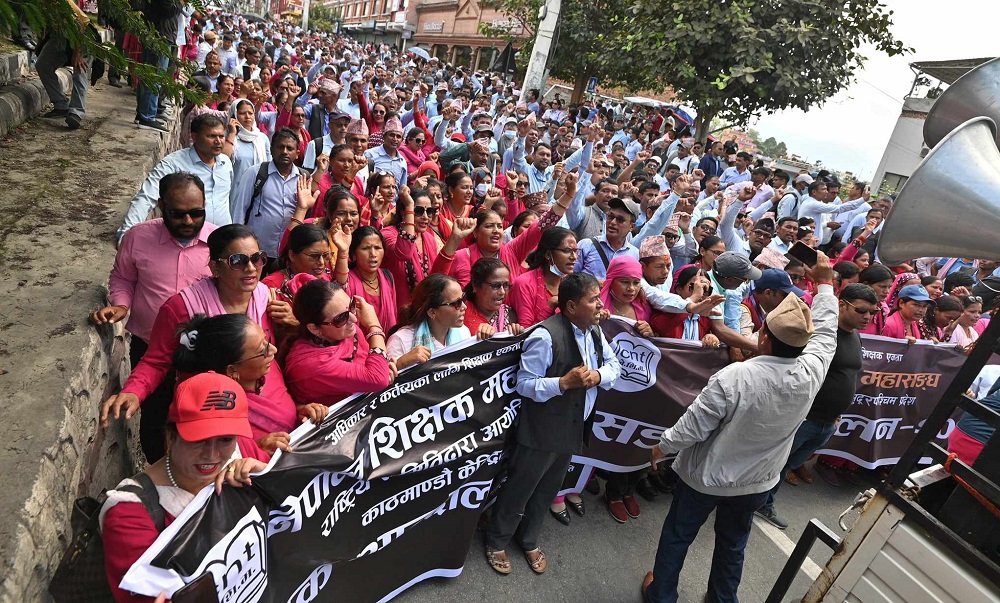 teacher protest nepal