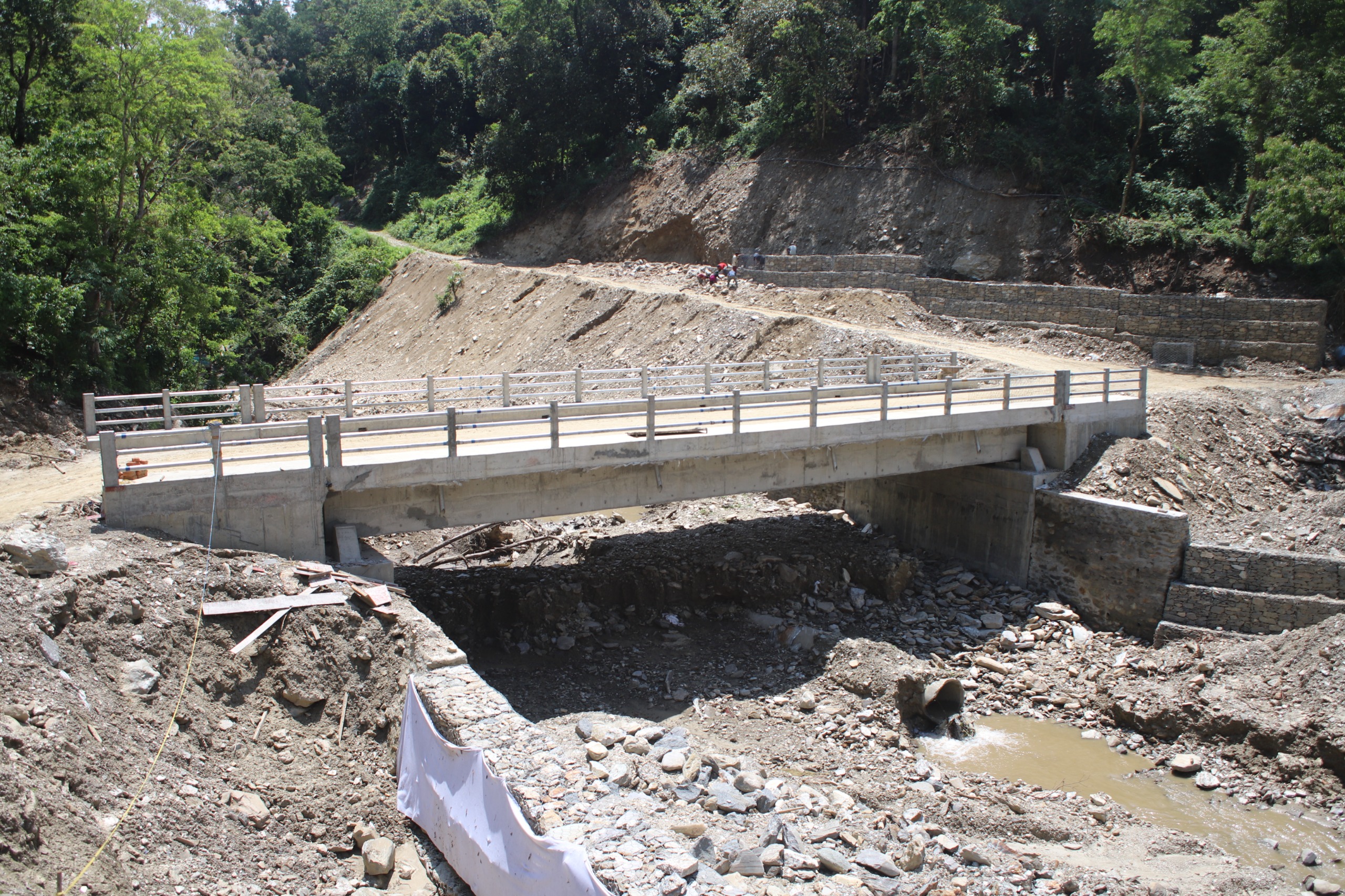 तार्दी खोलामा निर्माणको अन्तिम चरणमा रहेको पुल । 