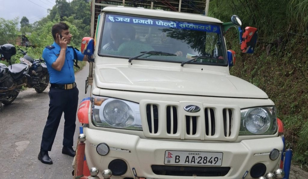 Jeep carrying chickens fined