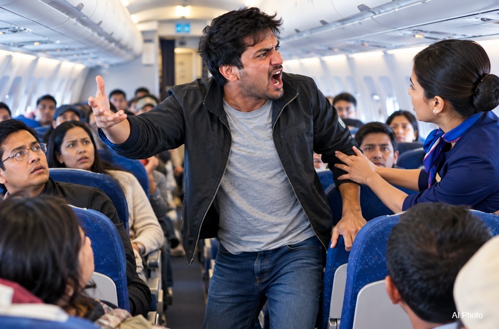 Airplane Cabin Confrontation